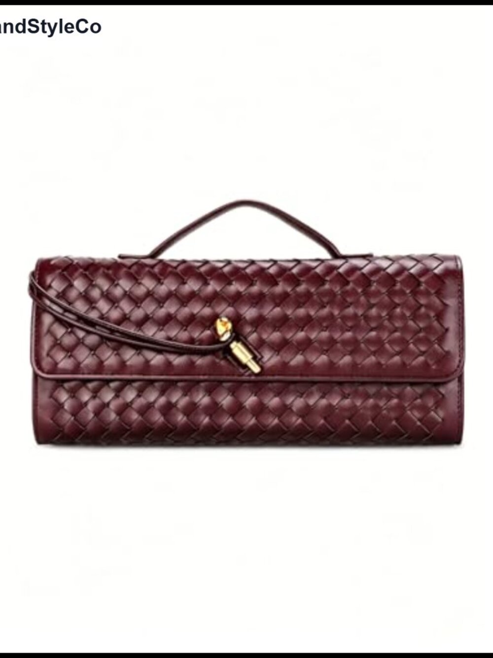 Woven Evening Clutch Purse Women Underarm Shoulder Handbag PU Leather Formal